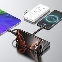 iniu isorine baterija - Dudao K11 10000mAh Powerbank su integruotais kabeliais, baltas - 4 nuotrauka