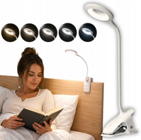 led usb laidas - Wozinsky Mini Wireless LED Reading Lamp with Clip + USB-C Cable, Balta (White) - 2 nuotrauka
