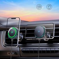 ventiliatorius automobilinis - Wozinsky WCT5-Q6S2Y automobilinis telefono laikiklis su Qi/MagSafe 15W indukciniu įkrovikliu ventiliacijos grotelių tvirtinimui - Juodas (Black) - 2 nuotrauka