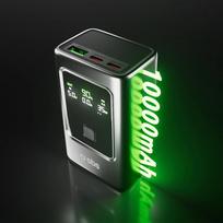 10000mah power bank - SBS 10000mAh, 35W, LCD ekranas, pilkas - 8 nuotrauka