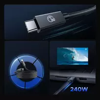 usb c kabelis - Orico USB4 Thunderbolt5 Cable 80Gbps 240W USB-C to USB-C 1.5m Juodas (Black) - 5 nuotrauka