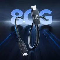 usb c kabelis - Orico USB4 Thunderbolt5 Cable 80Gbps 240W USB-C to USB-C 1.5m Juodas (Black) - 8 nuotrauka