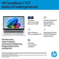 intel 7 core - HP OmniBook 7 Next Gen AI 17-DC0073CL Copilot+ PC, Intel Core Ultra 7 258V, 32 GB, 1 TB, 17.3", NVIDIA GeForce RTX 4050, Sidabrinis (Silver) - 8 nuotrauka