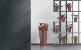 lauko vazonai - Plastikinis vazonas TUBUS SLIM CORTEN, su įdėklu, vario sp., 30 x 57 cm - 2 nuotrauka