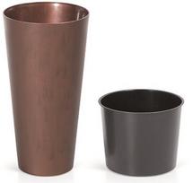 lauko vazonai - Plastikinis vazonas TUBUS SLIM CORTEN, su įdėklu, vario sp., 30 x 57 cm - 3 nuotrauka