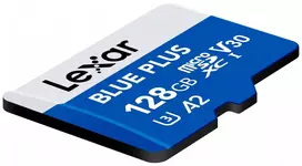 micro sd 128gb - Lexar Blue Plus microSDXC 128GB UHS-I C10 A2 U3 V30 + SD adapteris (Blue) - 6 nuotrauka
