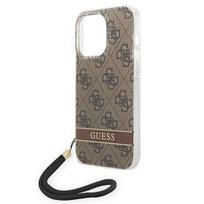 dirzeliai telefonui - Guess 4G Print Strap dėklas skirtas Apple iPhone 14 Pro Max rudos spalvos - 3 nuotrauka