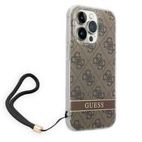 dirzeliai telefonui - Guess 4G Print Strap dėklas skirtas Apple iPhone 14 Pro Max rudos spalvos - 5 nuotrauka