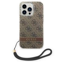 dirzeliai telefonui - Guess 4G Print Strap dėklas skirtas Apple iPhone 14 Pro Max rudos spalvos - 6 nuotrauka