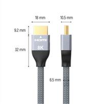 hdmi 2.1 144 hz kabelis - WHDMI-20 Hdmi 2.1 Braided Cable, sidabro, 2 m - 5 nuotrauka