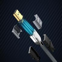 hdmi 2.1 144 hz kabelis - WHDMI-20 Hdmi 2.1 Braided Cable, sidabro, 2 m - 6 nuotrauka