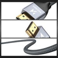 hdmi 2.1 144 hz kabelis - WHDMI-20 Hdmi 2.1 Braided Cable, sidabro, 2 m - 8 nuotrauka