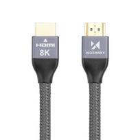 hdmi 2.1 144 hz kabelis - WHDMI-20 Hdmi 2.1 Braided Cable, sidabro, 2 m - 12 nuotrauka