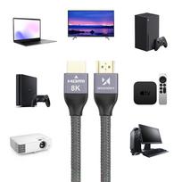 hdmi 2.1 144 hz kabelis - WHDMI-20 Hdmi 2.1 Braided Cable, sidabro, 2 m - 17 nuotrauka