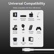 usb micro usb 1m - CABLE USB2.0 TO MICRO-B/1M WHITE CTIWF VENTION - 5 nuotrauka