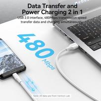 usb micro usb 1m - CABLE USB2.0 TO MICRO-B/1M WHITE CTIWF VENTION - 10 nuotrauka