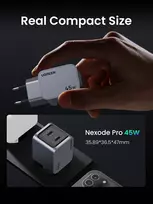 ugreen nexode - UGREEN Nexode Pro 45W Dual USB-C Įkroviklis Pilkas (Gray) - 4 nuotrauka