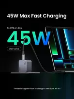 ugreen nexode - UGREEN Nexode Pro 45W Dual USB-C Įkroviklis Pilkas (Gray) - 7 nuotrauka