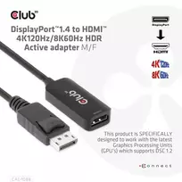 displayport hdmi adapteri - Club3D DisplayPort 1.4 į HDMI 4K120Hz/8K60Hz HDR aktyvus adapteris M/F CAC-1088 Juodas (Black) - 8 nuotrauka