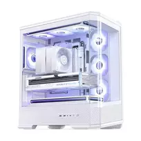 pc case - Jonsbo D400 PC-kompiuterio korpusas, Midi Tower, ATX, Tempered Glass - baltos spalvos - 2 nuotrauka