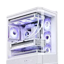 pc case - Jonsbo D400 PC-kompiuterio korpusas, Midi Tower, ATX, Tempered Glass - baltos spalvos - 4 nuotrauka