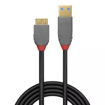 micro usb laidas 5m - Lindy Anthra Line USB 3.0 A To Micro USB B Cable 0.5m Black - 2 nuotrauka