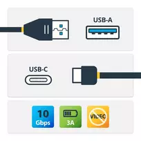 usb c 10gbps laidas - StarTech.com USB-A to USB-C Cable USB31AC50CM 0.5 m Juodas (Black) - 4 nuotrauka