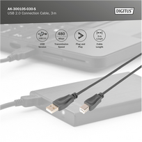 usb b laidas 3m - Logilink CU0008B USB-B 3m Black - 2 nuotrauka