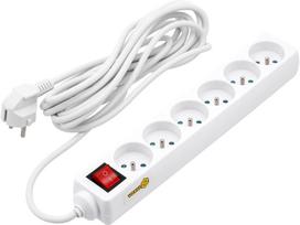 ilgintuvas 5 lizdai - Vorel 72535 Elektros tinklo ilgintuvas 6 lizdai, 5m, su jungikliu ir įžeminimu, Baltas (White) - 3 nuotrauka