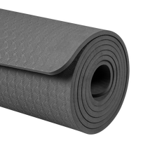 gimnastikos matas - REBEL ACTIVE Gimnastikos kilimėlis jogai, pilatesui, fitnesui, juodas (Black), 183x61cm, TPE 6mm - 4 nuotrauka