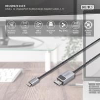 usb c adapteris - DIGITUS USB 3.2 Anschlusskabel Typ C --> DP St./St. 1m schw. - 2 nuotrauka