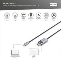 usb c adapteris - DIGITUS USB 3.2 Anschlusskabel Typ C --> DP St./St. 1m schw. - 4 nuotrauka