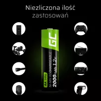 ikraunamos baterijos aa 2000 - Green Cell GR06 Įkraunamas akumuliatorius AA Ni-MH 2000mAh 2 vnt. - 2 nuotrauka