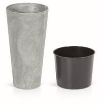 ideklai vazonams - Plastikinis vazonas TUBUS SLIM BETON, su įdėklu, pilkos sp., 40 x 76 cm - 2 nuotrauka