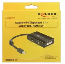 displayport to dvi - Delock DisplayPort Mini To DP/HDMI/DVI Adapter Black - 3 nuotrauka