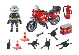 playmobil gaisrine - PLAYMOBIL ACTION HEROES Ugniagesių motociklas ir alyvos išsiliejimas 71466 - 2 nuotrauka