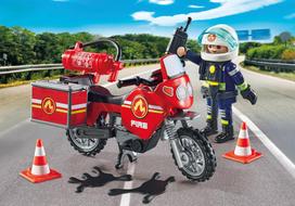 playmobil gaisrine - PLAYMOBIL ACTION HEROES Ugniagesių motociklas ir alyvos išsiliejimas 71466 - 3 nuotrauka
