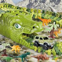 automobiliu lenktynes - Woopie Automobilių trasa Dinozaurai XXL 240 el. - 6 nuotrauka