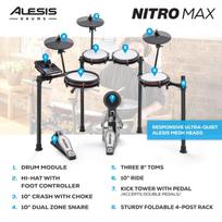 alesis kit - Alesis Nitro Max Kit, Elektroniniai būgnai (Electronic Drums) - 2 nuotrauka