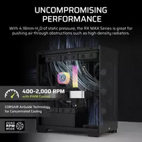 120mm fan - Corsair iCUE LINK RX120 MAX 120 mm Juodas (Black) 3 vnt. - 4 nuotrauka
