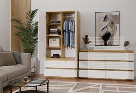 komodos - Komoda Malwa M6, balta/artisan oak, 120 cm x 30 cm x 72 cm - 5 nuotrauka