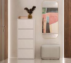 komoda 50 cm - Komoda Top E Shop ALMA su 4 durelėmis ir 4 lentynomis, balta (White) - 2 nuotrauka