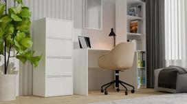 komoda 50 cm - Komoda Top E Shop ALMA su 4 durelėmis ir 4 lentynomis, balta (White) - 5 nuotrauka