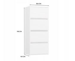 komoda 50 cm - Komoda Top E Shop ALMA su 4 durelėmis ir 4 lentynomis, balta (White) - 6 nuotrauka