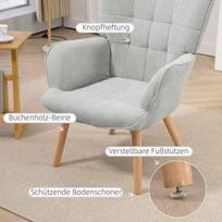 sofa lova - Fotelis HOMCOM Viengulė Sofa-Lova, Pilka (Grey) - 6 nuotrauka