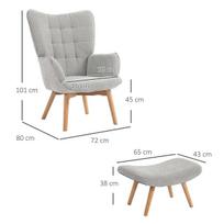 sofa lova - Fotelis HOMCOM Viengulė Sofa-Lova, Pilka (Grey) - 8 nuotrauka