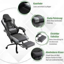 zaidimu kede su koju atrama - Vinsetto žaidimų kėdė, Juoda/Pilka (Black/Grey) - 4 nuotrauka
