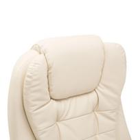 masazine kede - HOMCOM Ergonomiška darbo kėdė su juosmens atrama, reguliuojamo aukščio, kreminė (Cream) - 2 nuotrauka