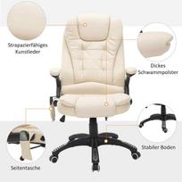 masazine kede - HOMCOM Ergonomiška darbo kėdė su juosmens atrama, reguliuojamo aukščio, kreminė (Cream) - 3 nuotrauka