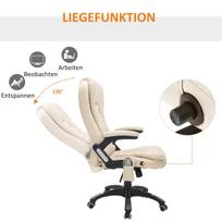 masazine kede - HOMCOM Ergonomiška darbo kėdė su juosmens atrama, reguliuojamo aukščio, kreminė (Cream) - 4 nuotrauka